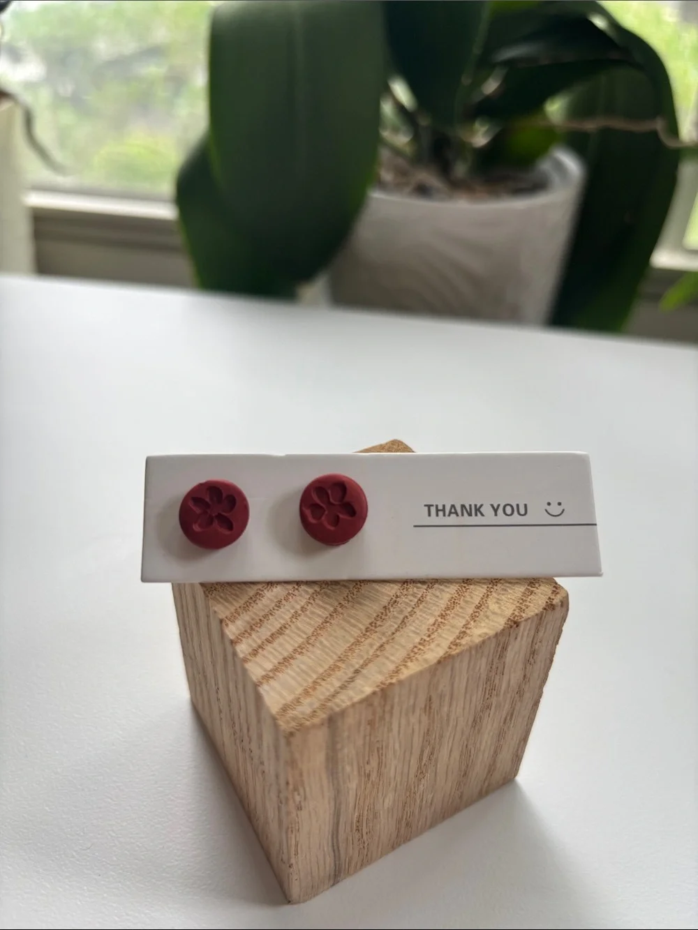 Red Floral Button Stud Earrings - Women Accessories